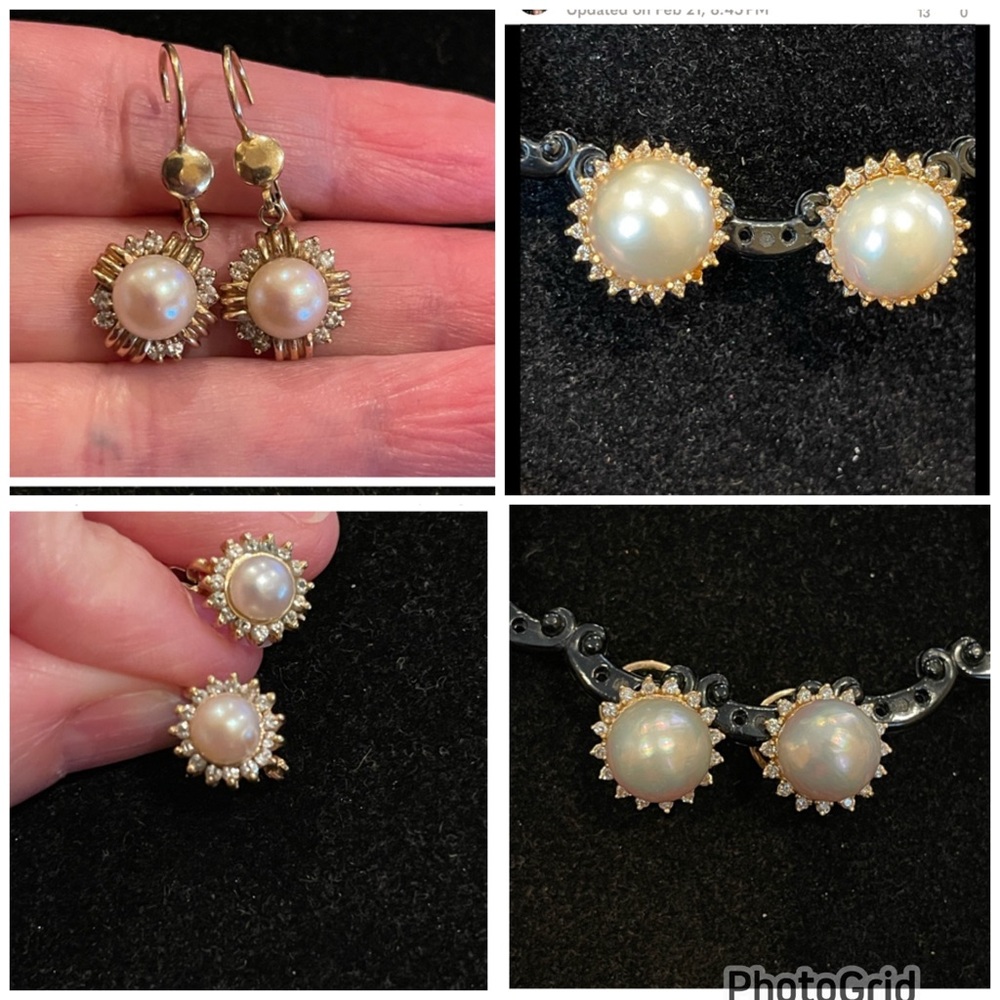 Vintage 14k Yellow Gold Akoya Pearl Screw Back Earrings 3.42 Grams. - Picture 13 of 16